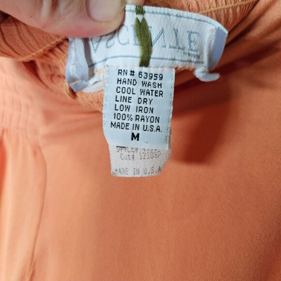 Ascente Peach Midi Skirt Wide Elastic Pleated Waist Rayon No Pockets Pull on‎ M - Picture 4 of 11